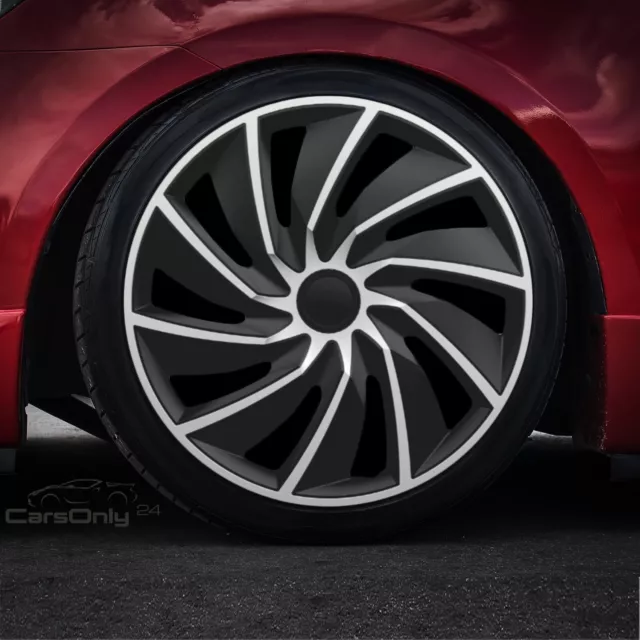 Copriruota 15 pollici 4x turbo argento nero copricerchi 3