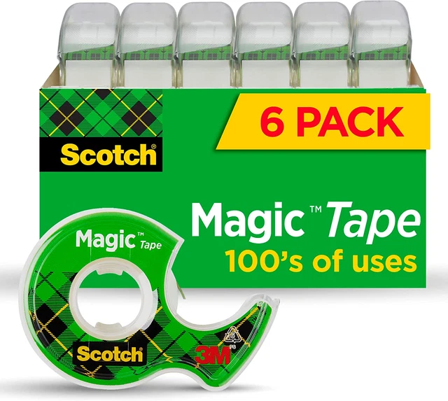Scotch Magic Tape, 6 Rolls with Dispensers, Numerous Applications, Invisible, x