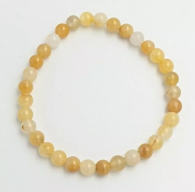 BRACELET EN PIERRE NATURELLE POLIE JADE JAUNE bijoux chakra perle 6mm AA