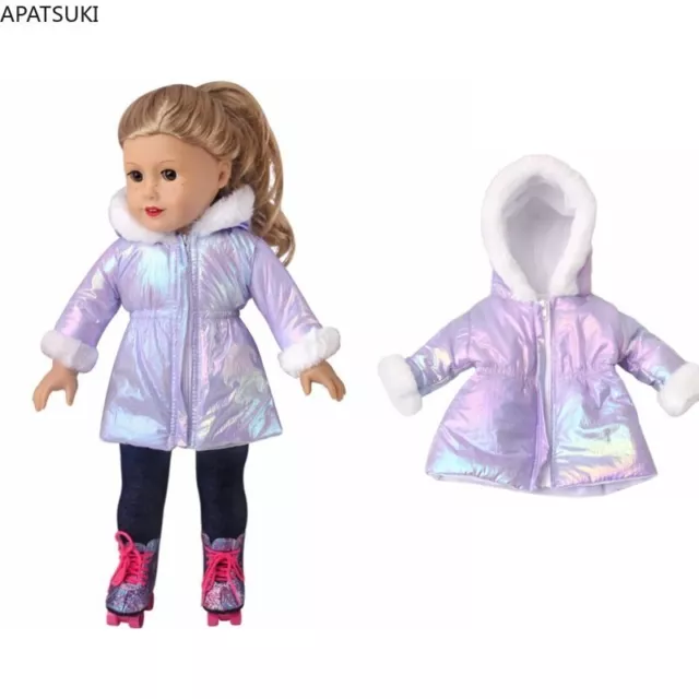 Purple Winter Clothes For 18" American Doll Jackets Parka Fur Coat 1/4 Girl Doll