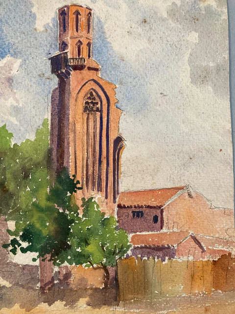 Dessin Peinture Aquarelle Original - Style Art Déco / Belle Époque - Début XXe Siècle