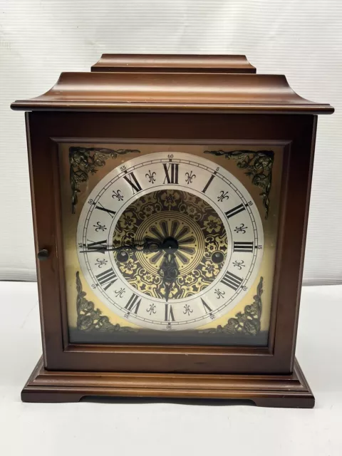 Vtg German Haid Mantle Clock 340-020 2 Jewel Westminster Chime w Key Tested READ