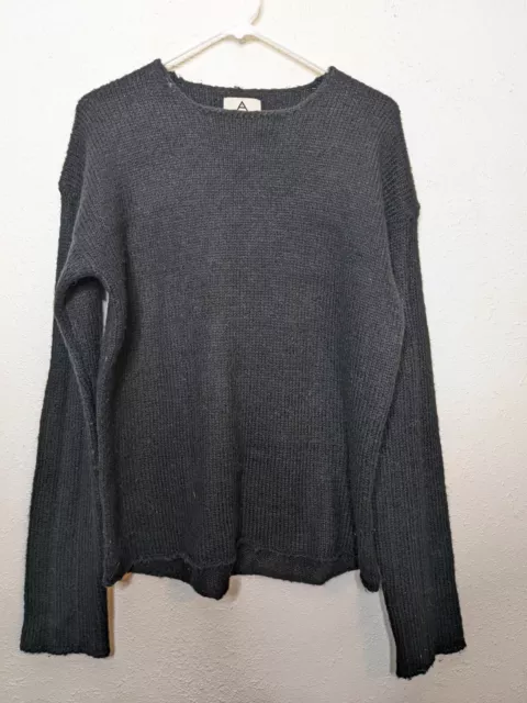 UNIF Black Sweater Size Small Wool Blend Long Sleeve Crew Neck Ribbed Sleeve