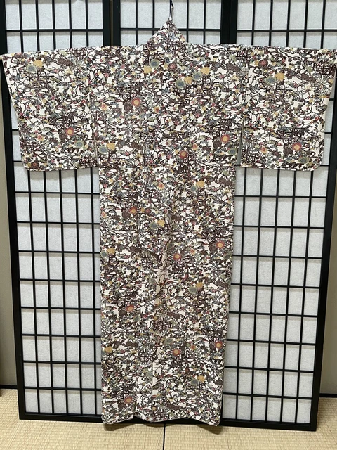 Vintage Japanese Lined Silk Katazome Kimono