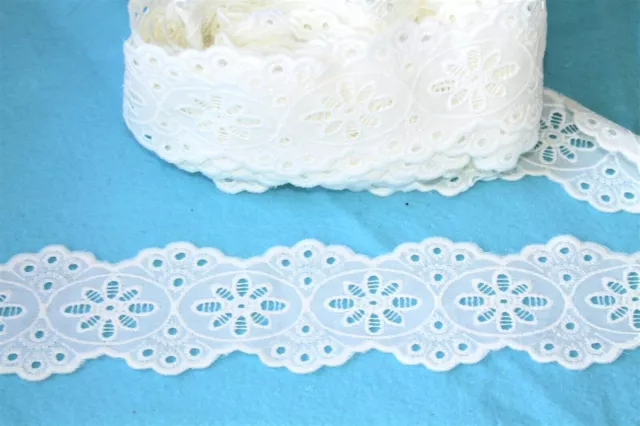 Mercerie Broderie ★Dentelle anglaisee 55 mm★Blanc cassé Au metre Couture Lace