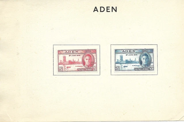 8/6/46 King George V1 Victory & Peace Mint Hinged Aden Stamps