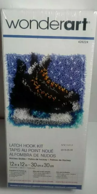 Wonderart Latch Hook Ice Skates Yarn  Rug Cross Stitch Knitting Crafts Kit New