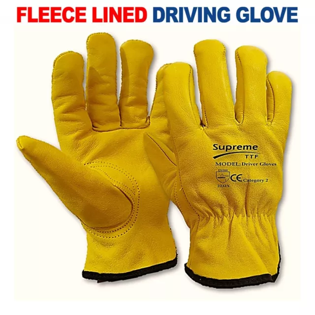 Yellow Leather Gardening Gloves Thorn Proof Garden Work Driver Safety Glove