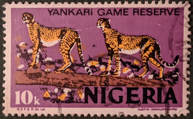 STAMP Nigeria SG344 1973 10k Yankari Game Reserve Cheetahs Used