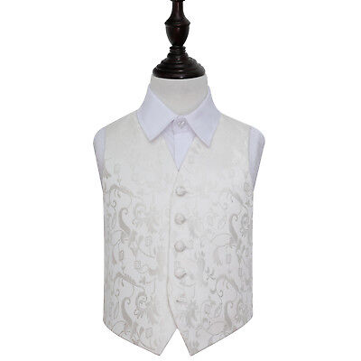 DQT Woven Floral Ivory Page Boys Wedding Waistcoat 2-14 Years