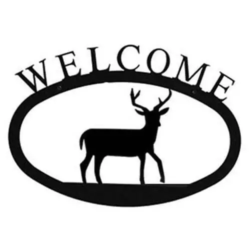 Deer Welcome Sign in 2 Sizes Made in USA by Village Wrought Iron