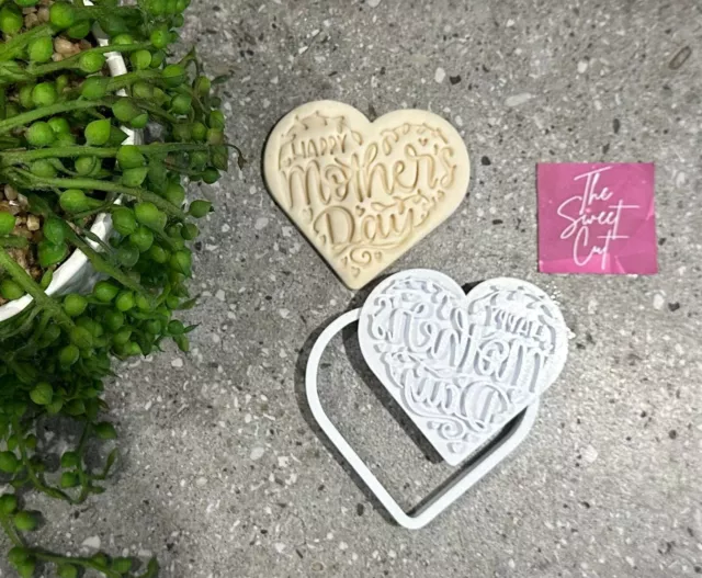 Happy Mother's Day in a heart cookie cutter and stamp