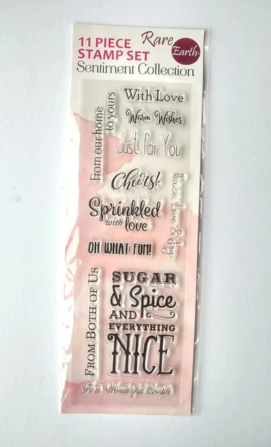 Rare Earth Stamp Set Sentiment Collection 11 Pieces Lovely Words   Cardmaking