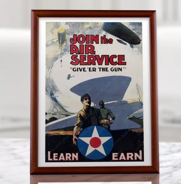 WW1 Air Force Recruiting Poster, WWI Aviation US Army Recruitment Propaganda