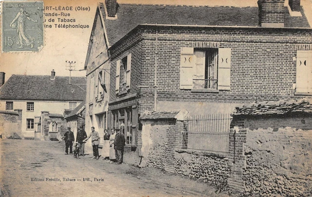 Cpa 60 Enencourt Leage Grande Rue Bureau De Tabac Cabine Telephonique