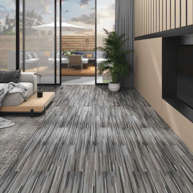 Listoni Pavimenti Non Autoadesivi PVC 4,46m? 3mm Grigio a Righe