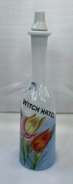 Ornate Enamel Decorated WITCH HAZEL Barber Bottle - Harrach, Opaque Glass