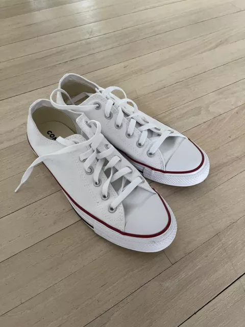 Converse All Star Shoes Womens 10 Mens 8 White Low Top Canvas Unisex Sneakers