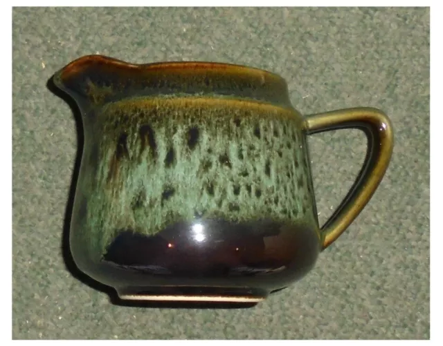 Fosters Studio Pottery Cornwall Dark Green Honeycomb Jug. 10cms high