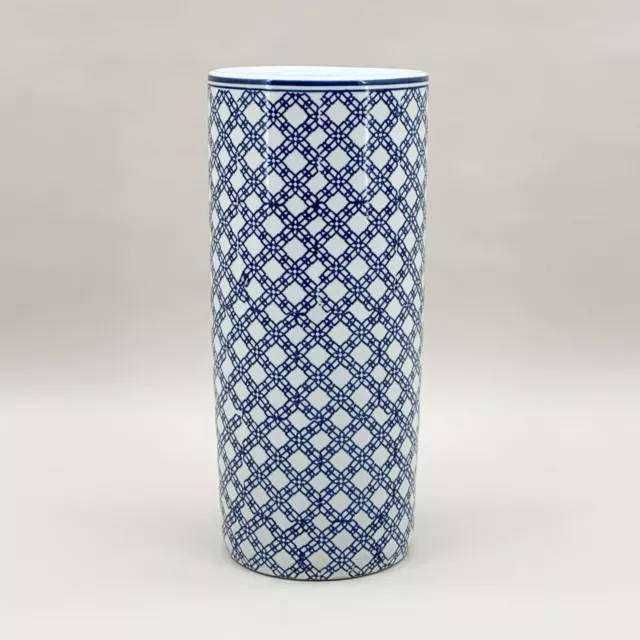 Classic Umbrella Stand Ceramic Round Tall  Blue And White Design Walking Stick