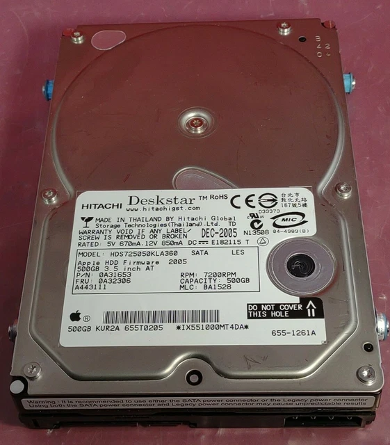 HDS725050KLA360, PN 0A31653, MLC BA1528, Hitachi 500GB SATA 3.5 Hard Drive
