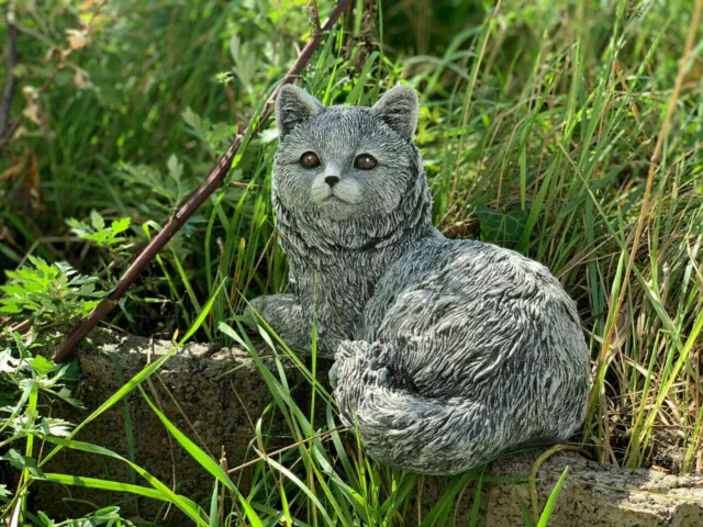 Figura Gato Emilia Tendido Resistente Heladas de Decoración para Jardín Hormigón
