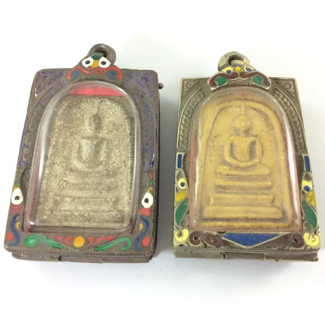 RARE 2 Pcs SOMDEJ LP TOH WAT RAKANG Thai Buddha Amulet Powerful Old Pendant H8
