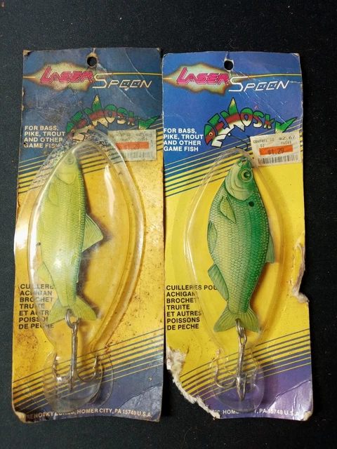 Vintage Renosky Laser Spoon Shad/Smelt 2pc. Lot New Sealed Trout Salmon LS100