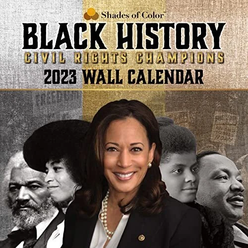 2023 AFRICAN AMERICAN Monthly Wall Calendar, Shades of Color Black