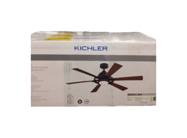 KICHLER Iras 52 in. LED Indoor Outdoor Iron Ceiling Fan with Light and Switch