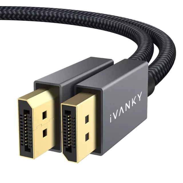 IVANKY Cable DisplayPort (3m 10ft, 2K@165Hz, 2K@144Hz, 4K@60Hz, Nylon trenzado)