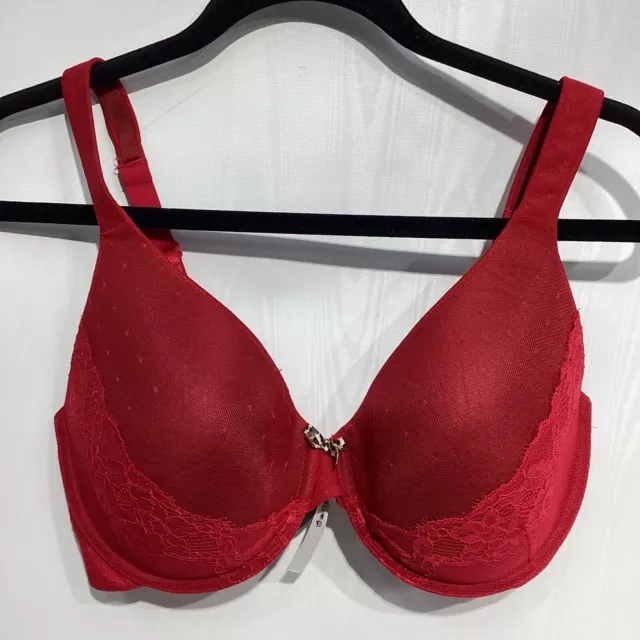 AMBRIELLE BRA 38DD Red Lace Underwire High Sides Smooth Back Beautiful  £17.45 - PicClick UK