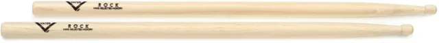 Vater American Hickory Drumsticks - Rock - Wood Tip (2-pack) Bundle