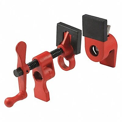 Pipe Clamp: Light Duty, 440 lb Clamping Force, 1 1/2 in Throat Dp, Crank Handle,