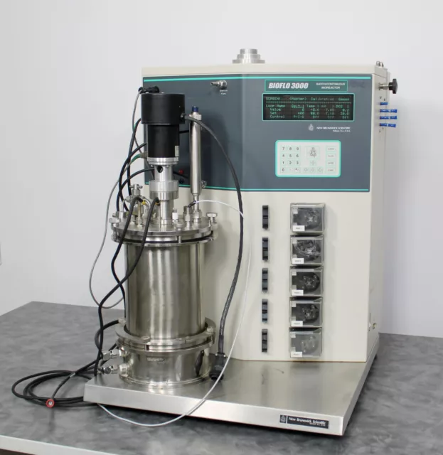 New Brunswick BioFlo 3000 Bioreactor w 5L Stainless Steel Vessel Temp & DO probe