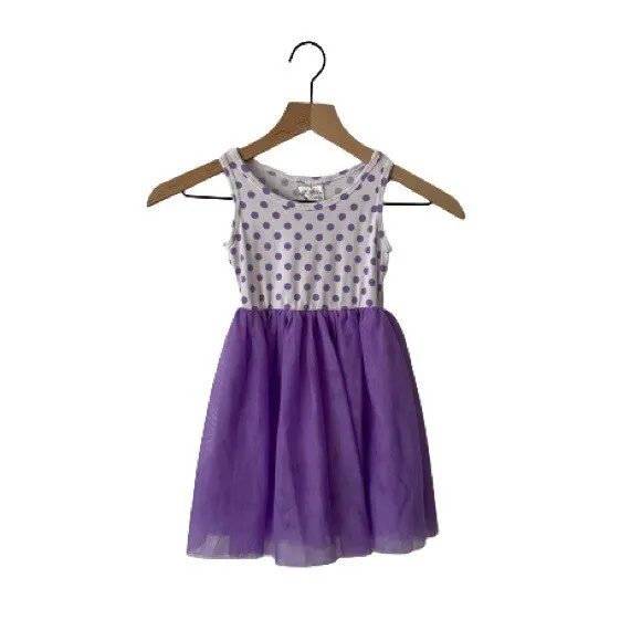 Knit Works White and Purple Polka Dot Tutu Dress Girls Size 3