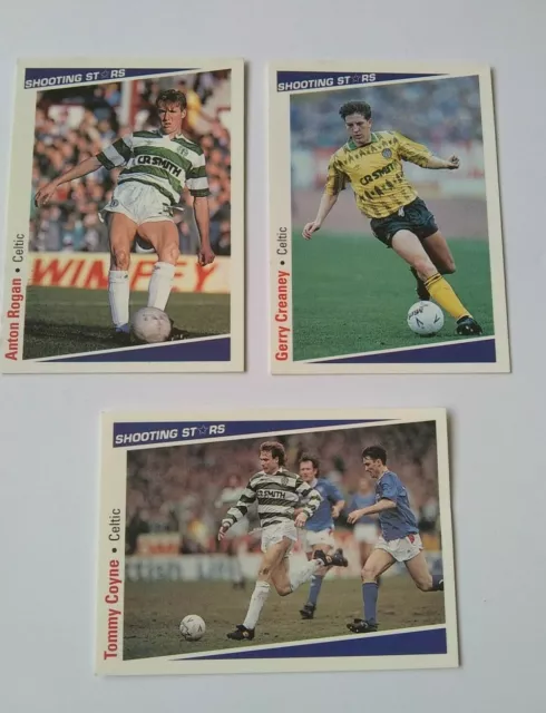 Lot x 3 Glasgow Celtic Merlin Shooting Stars 1991/1992 Football Cards