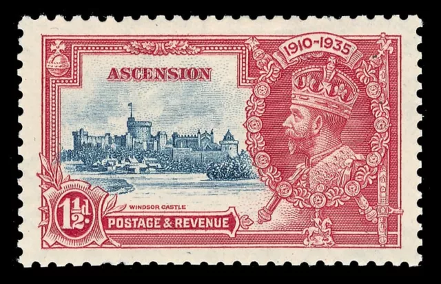 Ascension 1935 KGV Silver Jubilee 1½d KITE & HORIZONTAL LOG fine mint. SG 31L.