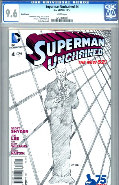 Superman Unchained #4 CGC GRADED 9.6 - SKETCH COVER - 1:300 ratio - Jim Lee c/a