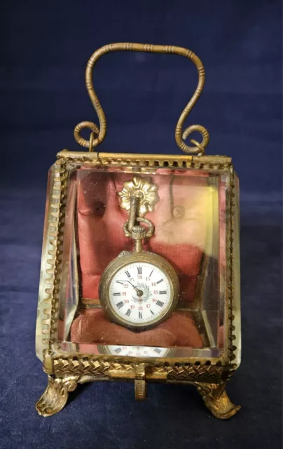 Ancien coffret boite Bijoux, porte montre gousset verres biseautés Napoléon III