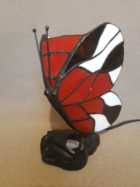 Beautiful Butterfly Table Lamp Stained Glass Design Base Art Nouveau Style