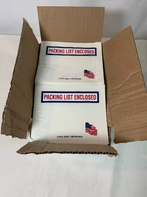1000 "Packing List Enclosed" Envelopes U.S.A. Flag 4 1/2" x 5 1/2"