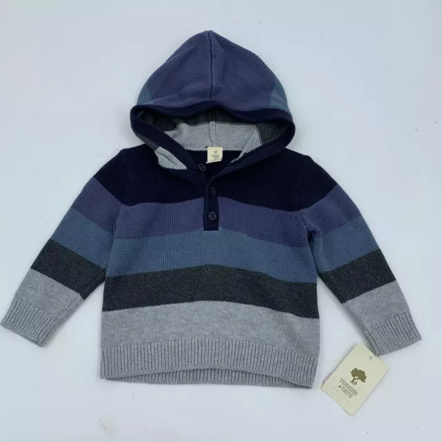 New Tucker Tate boys Henley hooded Sz 3M cotton stripe multicolor Q676