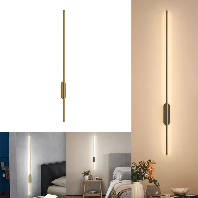 Modern Gold Long Strip Lights LED Indoor Bedside Sofa Wall Light Up Down Sconce