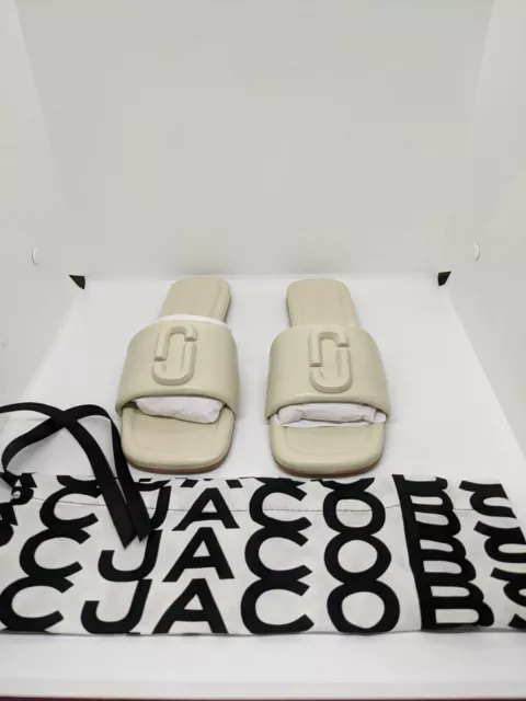 New Marc Jacobs The J Marc Slide Sandals Cloud White Leather Sz 9