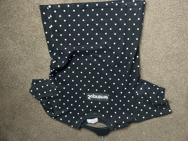 SUPREME X COMME Des Garcons CDG Polka Dot Box Logo Tee Grey Large