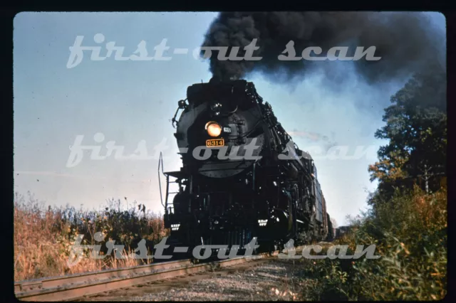 R DUPLICATE SLIDE - CB&Q Burlington 6314 STEAM 2-10-4 Action Arentzville 1956