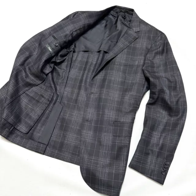 Zegna Sz 42 L Long 100% Wool Light 2B Sportcoat Blazer Jacket Plaid 42L