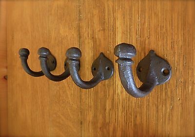4 Brown Half Round 2" Simple Wall Coat Key Hooks Rustic Antique-Style Cast Iron