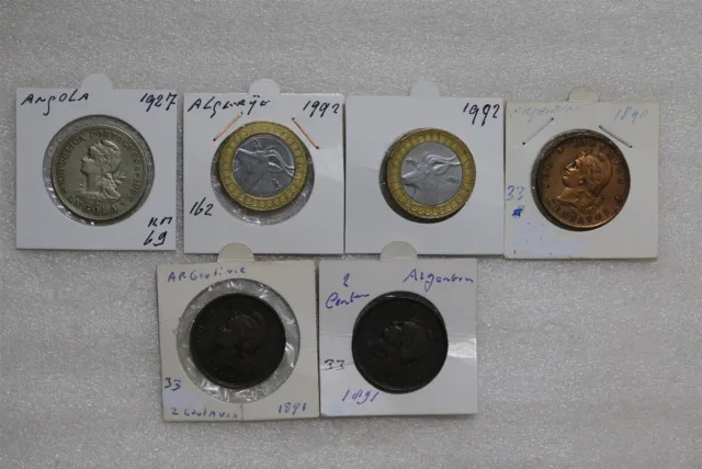 Angola + Algeria + Argentina Old Coins Lot B49 #1340